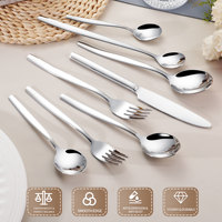 Ensemble de couverts en acier inoxydable moderne de 8 pièces, cuillère, fourchette, couteau, couverts de table complets