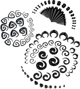 102pcs Tai kéo dài <span class=keywords><strong>kit</strong></span> đồng hồ đo Expander thiết lập Acrylic tapers phích cắm Silicone đường hầm móng ngựa xoắn ốc cho tai - Product Image 1