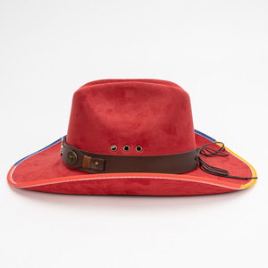 Chapeau Western Vintage en Daim Style <span class=keywords><strong>Américain</strong></span> avec Bordure Contrastante Bicolore et Bande en Cuir à Large Bord – Quatre Saisons - Product Image 3