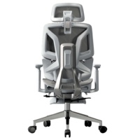 Chaise de bureau ergonomique à dossier flottant 3 zones en maille grise, haute confort, pour longues heures de travail, jeux et utilisation à domicile sur ordinateur