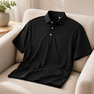 Polo de golf de alto rendimiento para hombre, de secado rápido, elástico en 4 direcciones, antiencogimiento, negro, premium. - Product Image 5