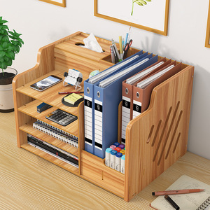 Organizador de Escritorio de Madera Multifuncional con Portapañuelos y Portaplumas, Estante de Almacenamiento de Escritorio de 4 Niveles para Oficina en Casa <span class=keywords><strong>WFH</strong></span> - Product Image 1
