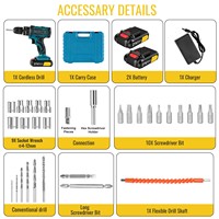 Ensembles de perceuses sans fil, mini perceuse à percussion 21V 30N.m, multifonction, batterie rechargeable, usage domestique et industriel