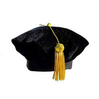 Custom Velvet Ny Caps 6 Tam Hat Gorra hexagonal con borla dorada para graduado de Doctorado