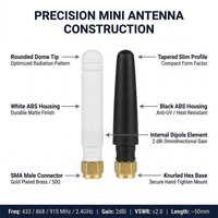 Antenne Mini Stubby en Gros, Antenne Canard en Caoutchouc SMA Mâle à Angle Droit 90 Degrés pour Appareils IoT Wifi 2.4G, Lora 433M, 915M