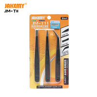 Kit Pinset Anti-Statis 3 in 1 untuk Bengkel Perbaikan Ponsel, Ujung Presisi Aman ESD 118mm, Alat Solder