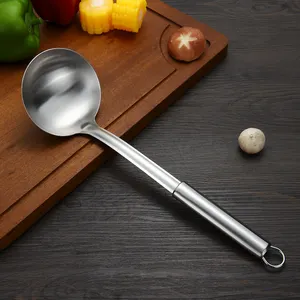 Kitchenware Metal Silver Stainless Steel Kitchen Ladle for Cooking