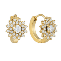Boucles d'oreilles ultra-lumineuses et tendance en acier inoxydable plaqué or 18 carats, style classique coréen, motif tournesol avec incrustations de diamants