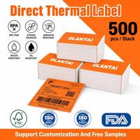 Rouleau d'étiquettes d'expédition thermiques couleur imperméables personnalisées 4x6 pouces, 500 unités, autocollants thermiques directs vierges pour imprimante d'étiquettes de bureau