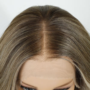 Pelo sintético onda del cuerpo Ombre Rubio 360 frente de encaje pelo sin pegamento fibra resistente al calor pelo sintético 13x4 HD peluca con malla frontal - Product Image 6