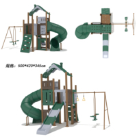 Ensembles de jeu pour enfants avec toboggan en plastique et balançoire pour tout-petits Équipement de terrain de jeu préscolaire pour le parc ou l'arrière-cour
