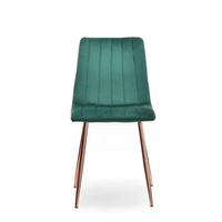 Chaise de salle à manger moderne et durable, rembourrée, en tissu velours vert, avec pieds en métal doré, pour restaurant
