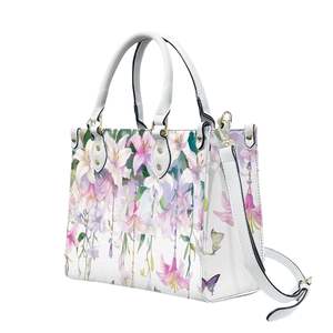 Custom image Women's PU Tote <b>Handbag</b> Zippered Closure Single Handle Polyester Lining Winter Autumn Spring Summer Letter Chain <b>Cheap</b> - Product Image 5