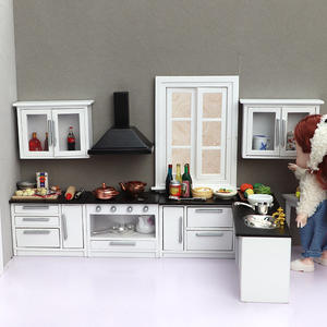 Maison de poupée 1/12 Cabinet d'évier en <span class=keywords><strong>bois</strong></span> Maison de poupée Mini meubles de cuisine Banc de cuisine miniature <span class=keywords><strong>Poêle</strong></span> - Product Image 1