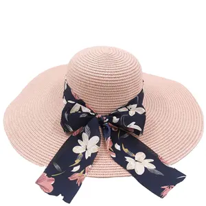 Custom New Popular Fashion Boho Bohemian Style Beach Straw Water Proof Wide Brim Weaving Floppy Sun Hat