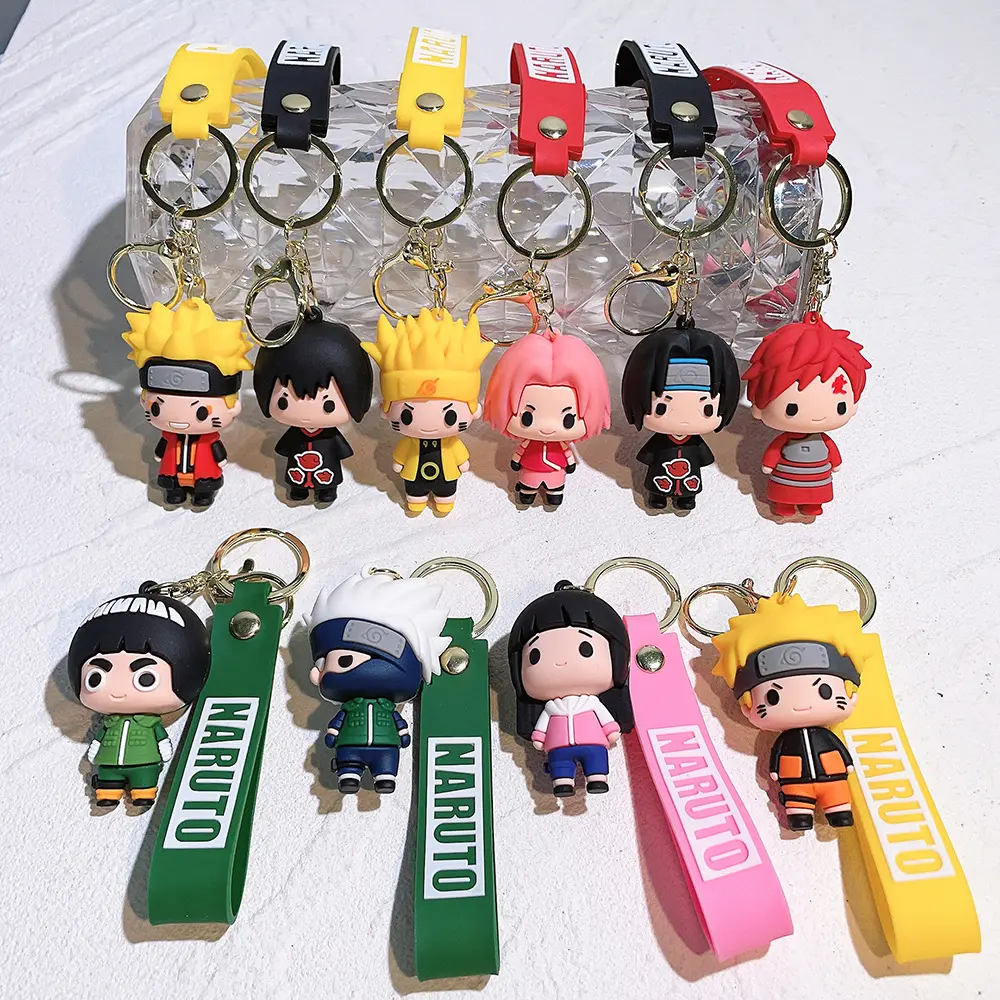 Gantungan kunci liontin PVC Anime Jepang Narutos tokoh Anime Sakura Hatake Kakashi Uzumaki cincin kunci untuk hadiah ulang tahun mainan anak