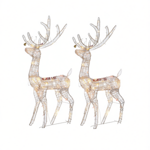 Decoraciones Navideñas de Renos Acrílicos Multicolores de 47.2 Pulgadas Cada Uno, Juego de 2 Piezas con Luces LED - Product Image 1