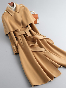 नई फ्रेंच शाल बरसती डबल चेहरे कश्मीरी कोट महिलाओं लंबे ऊनी कोट - Product Image 5