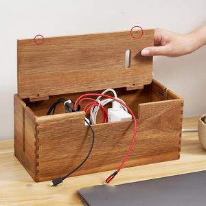 Boîte de gestion des câbles en bois d'acacia, cache-câbles et organisateur en bois pour multiprises et câbles de télévision - Product Image 2