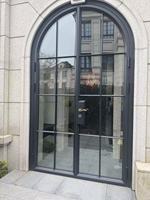 Ventanas y Puertas Abatibles de Aluminio con Vidrio Arqueado para Villas, Patrón Horizontal, Doble Acristalamiento, Puerta de Entrada