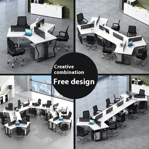 Nieuw Aanpasbaar Kantoormeubilair Creatief Personeel Tafelbureau Kantoor Modulaire Bediende Werkstation 120 Graden L Eenvoudig Modern - Product Image 2