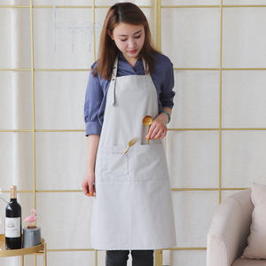 Tablier simple en coton et lin de couleur unie pour usage quotidien, cuisine et travail, adapté aux quatre saisons - Product Image 3