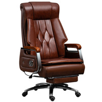 Fauteuil de Bureau Ergonomique de Direction en Cuir à Dossier Haut, Pivotant et Inclinable avec Massage et Roulettes