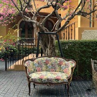Amerikanisches Retro Massivholz Dreisitzer-Sofa-Set Französischer Vintage Wohnzimmer Stoffbezogener Geschnitzter Stuhl Landhaus-Studiostuhl