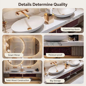 Mueble de Baño con Doble Lavabo de 56-104 Pulgadas, Mueble de Baño Flotante Moderno y Elegante con Lavabo y Espejo con Luz LED Inteligente y Antivaho - Product Image 2