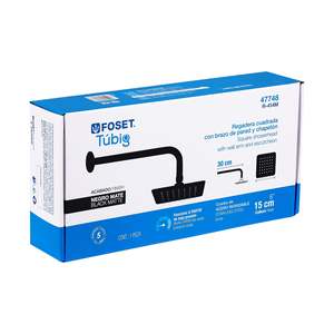 Foset R-414M 6' Square Stainless Steel <b>Shower</b> Head with Arm <b>Black</b> T√∫big Bath Hardware <b>Set</b> - Product Image 1