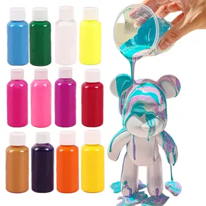 DIY Violent Bear Set Coating Fluid Art Accessories Art Painting Children's Watercolor Painting Acrylic Paint 60ml 37 Colors
