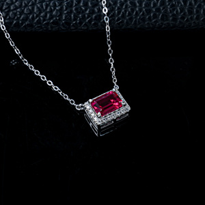 925 Sterling Silver Lab-Grown <b>Ruby</b> <b>Necklace</b> - Product Image 3