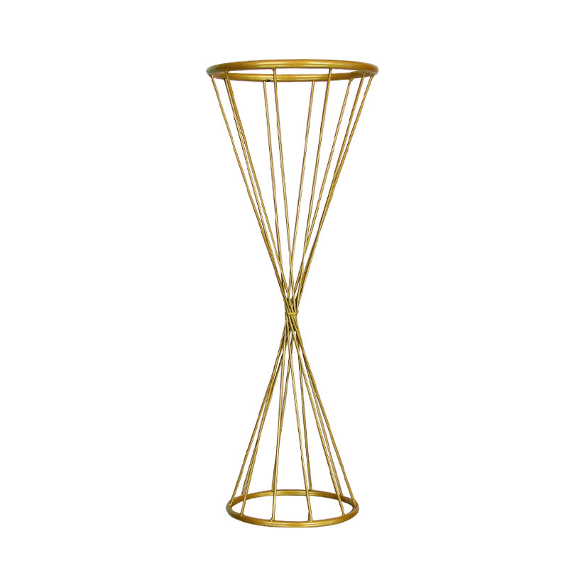 Customized wedding wrought iron flower basket wall art black and gold metal vase