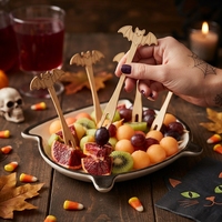 Vleermuisvormige bamboe fruitvorkjes Halloween feest buffet servies dessert cocktailprikkers FDA LFGB standaard