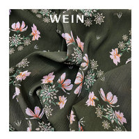 WI-B05 neue Ankunft Chiffon Material Stoff Digital gedruckt Schwarzgrün 100% Polyester Floral Crinkle Chiffon Stoff für Kleid
