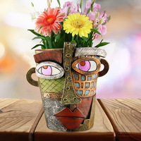 Abstrakter Harz-Blumentopf im Retro-Luxus-Vintage-Stil mit Epoxidbeschichtung, Picasso-Kunstvase für Garten und Heimdekoration, Langlebig und Umweltfreundlich