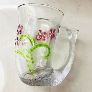Tasse à eau en verre <span class=keywords><strong>Raymond</strong></span>, tasse à thé fleuri, tasse à thé domestique avec poignée - Product Image 3