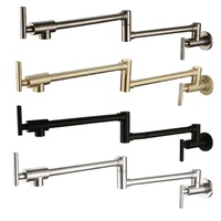 Robinet de cuisine mural en acier inoxydable, monotrou eau froide, avec bec rotatif et pliable