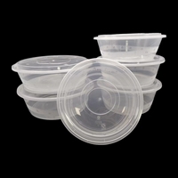 Grand récipient alimentaire en plastique jetable transparent avec couvercle en acier inoxydable Boîtes à lunch à un niveau pour le stockage à emporter au micro-ondes