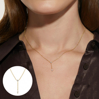Collier pendentif en forme de Y avec pampilles, en argent sterling S925, incrusté de CZ, style européen élégant, design luxueux