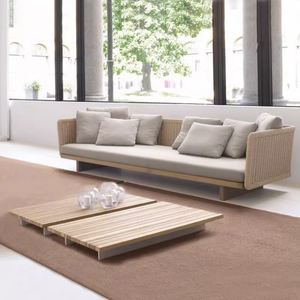 Açık kanepe eğlence sandalye açık avlu Villa bahçe açık-hava katı ahşap su geçirmez güneş koruma Rattan kanepe kombinasyonu - Product Image 1