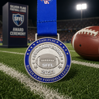 Medalla Personalizada de Flag Football, Redonda, de Aleación de Zinc Esmaltada, Premio para Campeón de Liga Deportiva, Competición, Finalista, Oro, Plata, Torneo