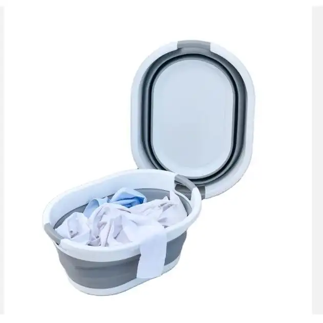 Mehrzweck faltbare rechteckige Silikon haltbare Kunststoff Oval Shampoo Shampoo Eimer Wäsche korb
