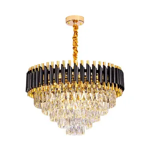 Moderne schwarz-goldene Pendel leuchte Luxus Gold Kronleuchter LED Decken leuchte goldene Kronleuchter Lampe für Wohnzimmer Schlafzimmer Bar