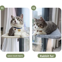 Hamac de fenêtre pour chat en bois pliable, lit suspendu avec ventouses, siège en peluche, intérieur, imperméable, respirant, amovible et lavable