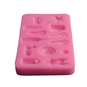 Moule en silicone pour gâteau fondant DIY en forme de rectangle 3D 15, motif plage océan, pour claquettes, lunettes de soleil, bouteille à vœux, maillot de bain, palmes de plongée - Product Image 4