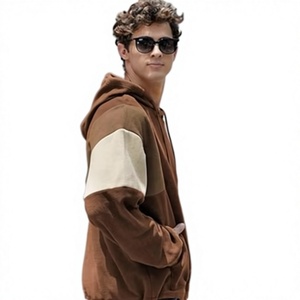 Sweat-shirt à capuche unisexe premium en polaire color block avec demi-zip, chaud et décontracté pour l'hiver, avec poche kangourou pour homme et femme - Product Image 3