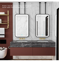 Plafond en acier inoxydable étanche salle de bain maquillage Rectangle suspendu détection hôtel miroir à LED