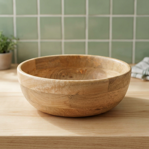 Bol à mélanger et à servir en bois de manguier naturel, fait main, élégant et polyvalent, idéal pour salades et soupes, prix export. - Product Image 5
