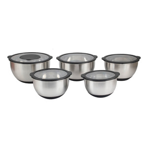Ensemble de saladiers en acier inoxydable avec couvercles, fond en silicone antidérapant, bols de mélange pour la cuisine, la pâtisserie et le stockage des aliments - Product Image 6